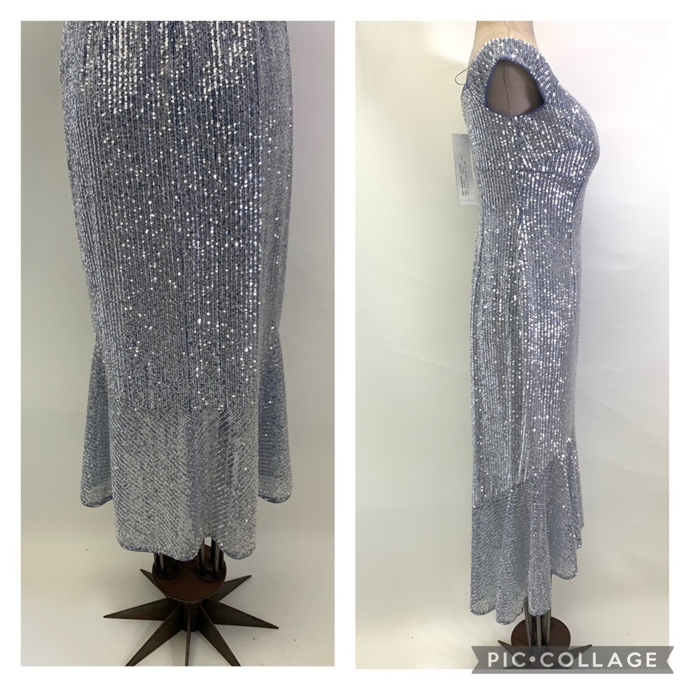 Aidan Mattox fully sequin off shoulder sweetheart neck midi mermaid dress - Picture 3 of 4